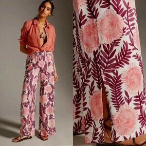 Anthropologie CECILIA PETTERSSON Pull-On Floral Leaf Print Pants